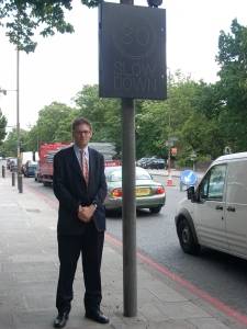 Alex Grant by speed indicator device on Shooters Hill Road 2008 - 2